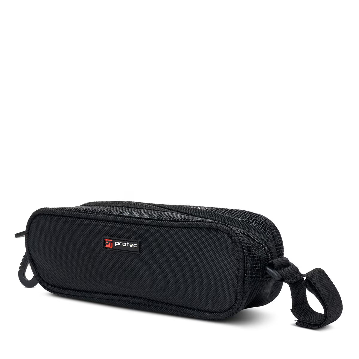 The Protec Violin / Viola Shoulder Rest Pouch is a black rectangular zippered case with a fabric handle, mesh top panel, and front Protec logo—ideal for securely storing your violin or viola shoulder rest.