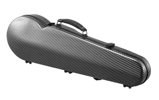 Atelier Lightweight Composite Violin Case – 4/4 features a composite construction similar to carbon fiber hard cases, designed for violin protection and portability. It includes a textured pattern, black handle, and secure latches.