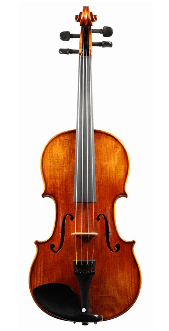 The Atelier Violin Outfit Special, shown upright against a white background, features a rich brown finish, four strings, black tuning pegs, and a black chin rest—perfect for anyone seeking an elegant beginner violin.
