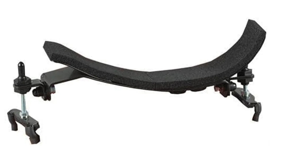 Bonmusica Violin Shoulder Rest – Adjustable, Made in Germany (1/4–4/4) with a curved, foam-padded top and adjustable metal hardware.