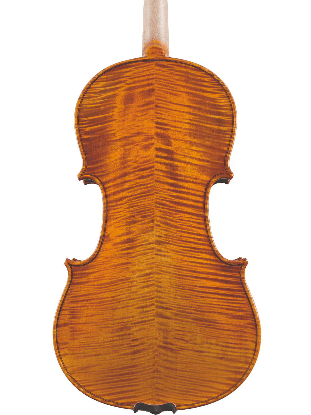 The Canzona Francesco Veracini 530 Artist Series Violin – AAA Spruce & Flamed Maple features a warm, orange-brown finish with visible wood grain patterns, shown here photographed against a plain white background.
