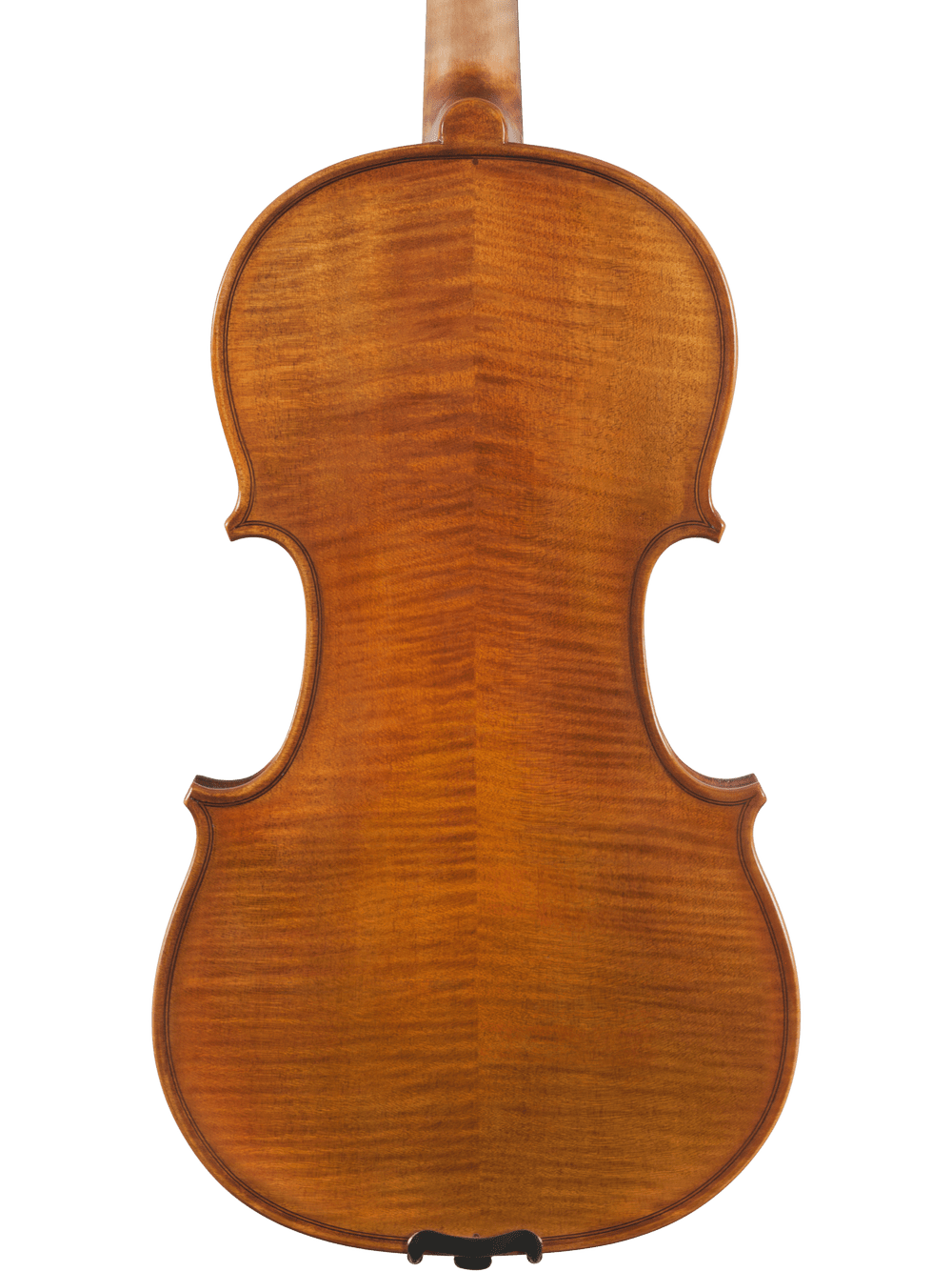 The Canzona Milano 400 Series Viola Outfit features a hand-carved back with smooth, polished wood, warm golden-brown finish, and subtle wood grain patterns.