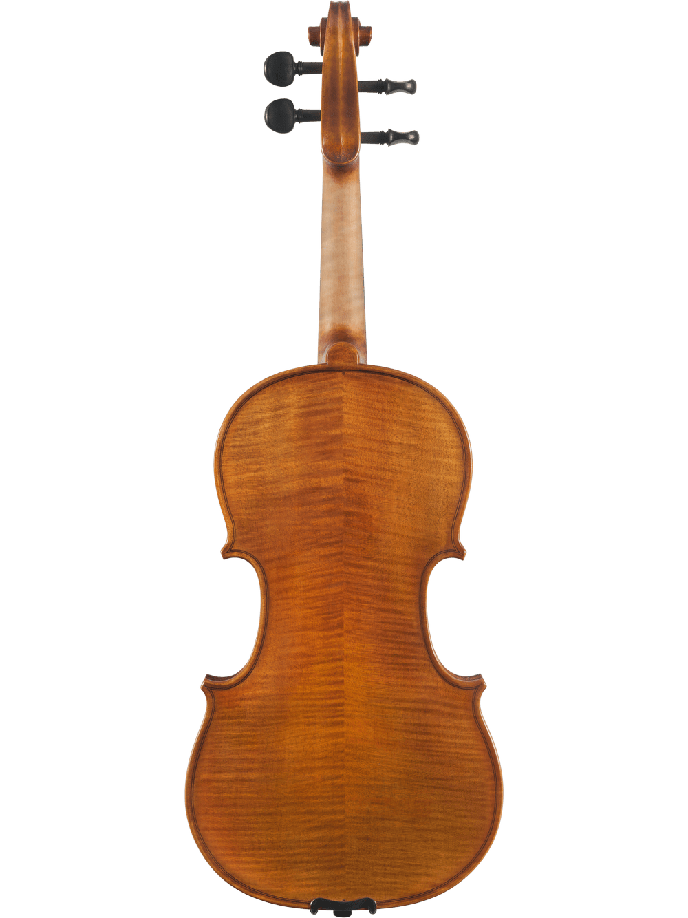 A full view of the back of the Canzona Milano 400 Series Viola Outfit, highlighting its smooth brown finish and elegant curves against a plain white background.