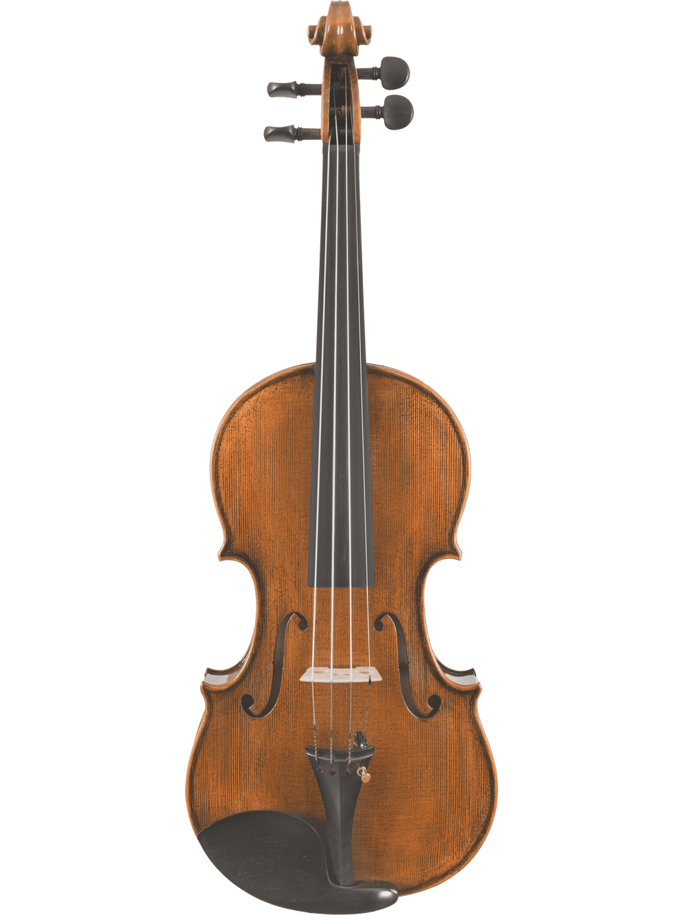 The Canzona Pietro Locatelli Violin Outfit features a hand-carved violin with four strings, black tuning pegs, and a black chin rest, shown in full view against a plain white background.