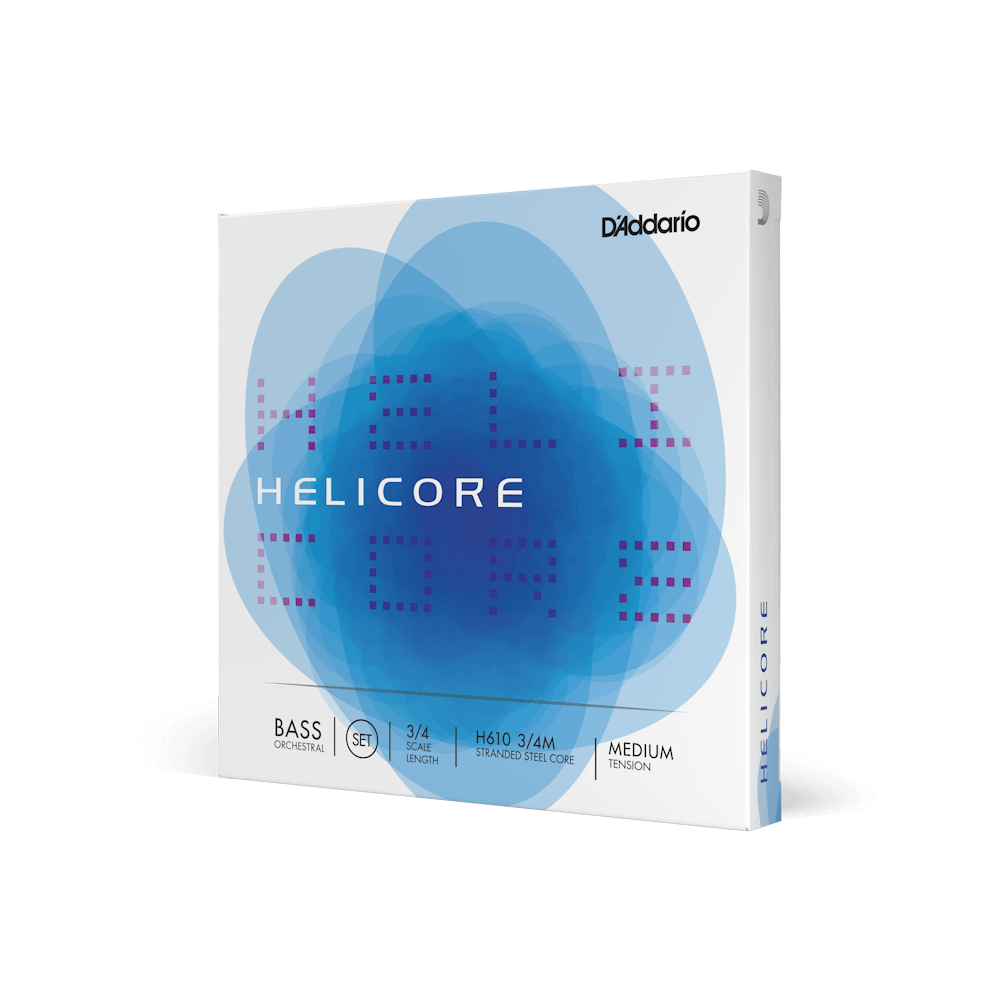 D'Addario Helicore Orchestral bass string set, 3/4 scale, medium tension, H610 3/4M