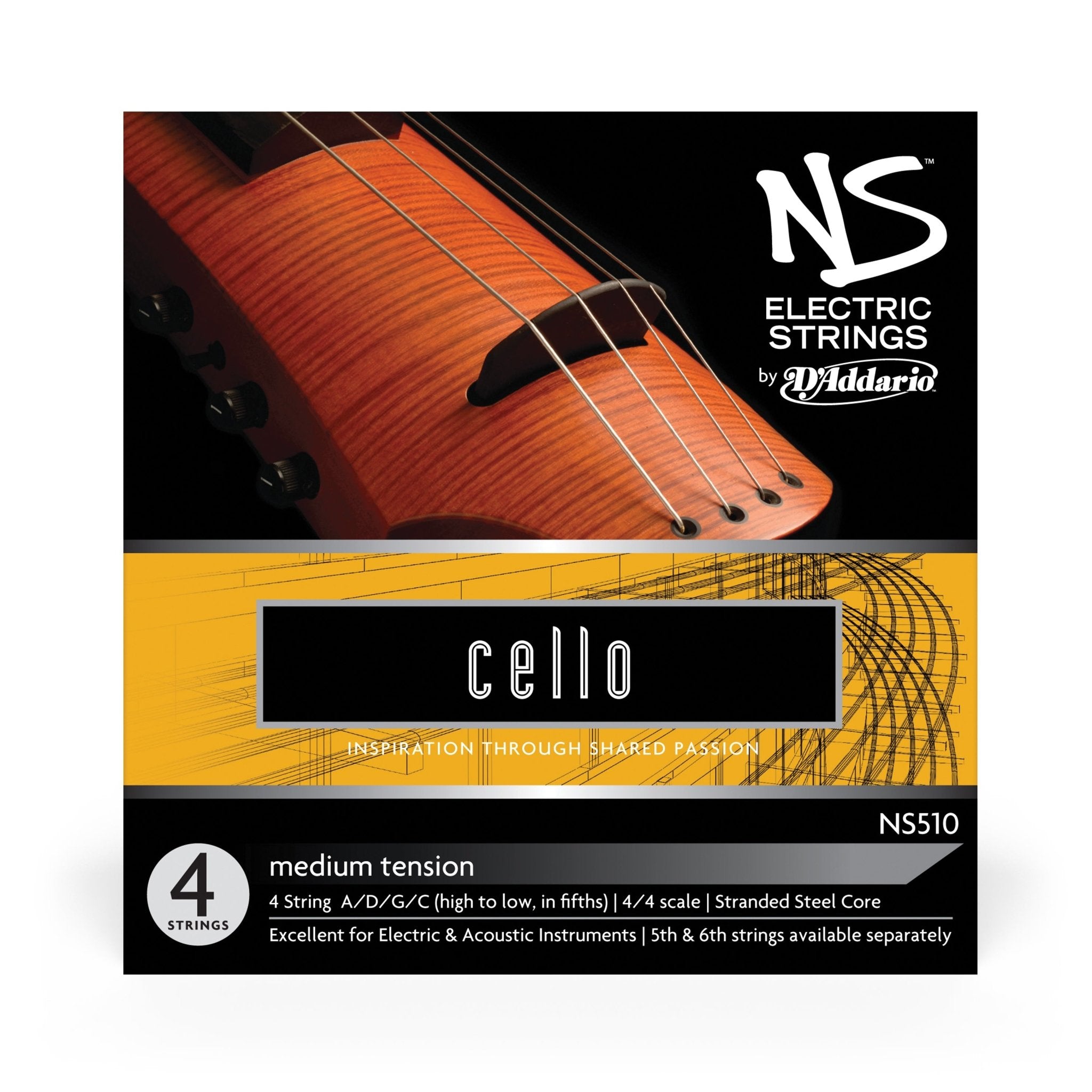 D'Addario NS Electric Cello String Set - AAA Band Instrument Rentals