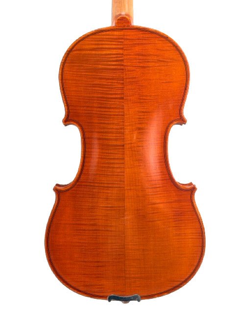 The image displays the back of an Eastman VL200 4/4 Violin against a white background, highlighting its rich orange-brown finish and delicate wood grain patterns.