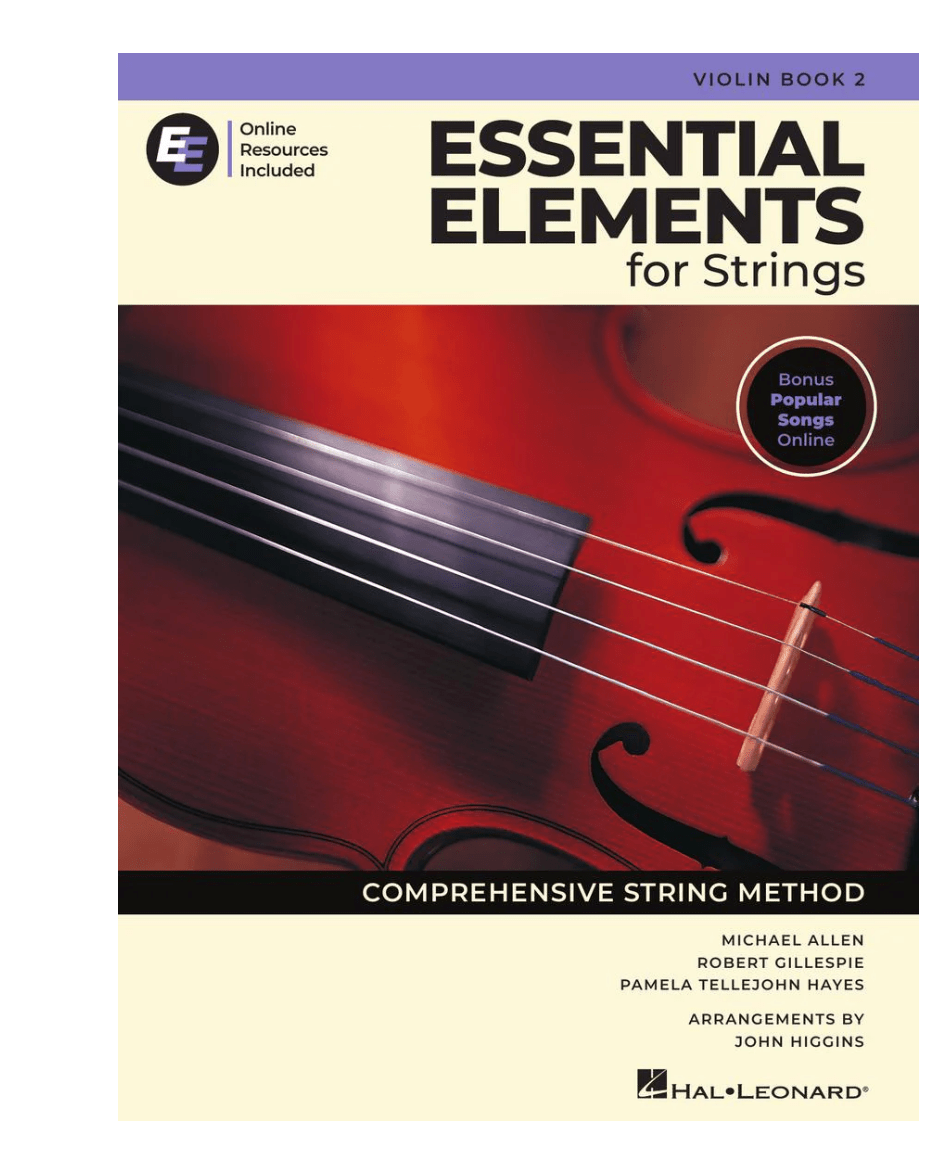 Cover of Essential Elements for Strings: Cello Book featuring a close-up cello photo. Perfect for classroom orchestra use, it showcases online resources, bonus songs, authors, arranger, and displays the Hal Leonard logo at the bottom.