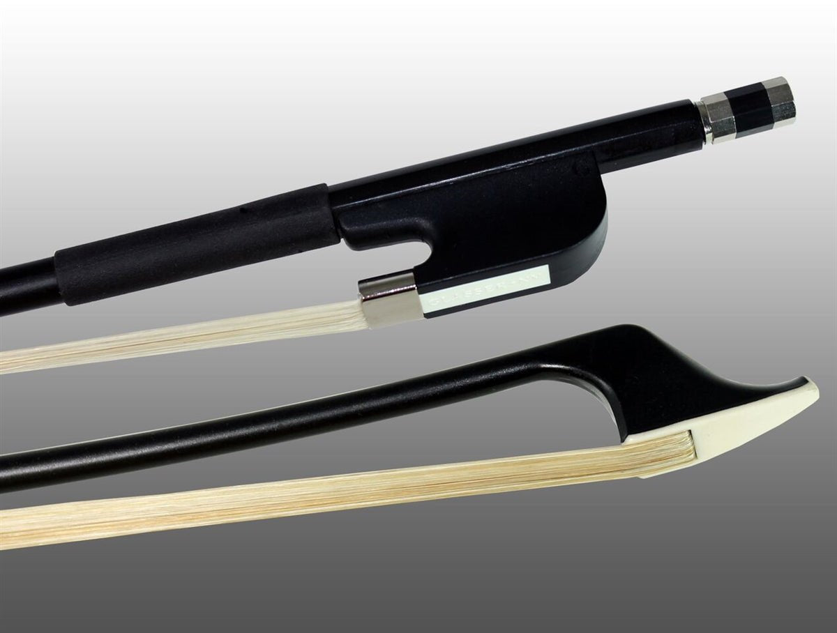 Glasser Bass Bow Fiberglass Half-Lined Frog Leatherette Grip - Atelier Fine Strings