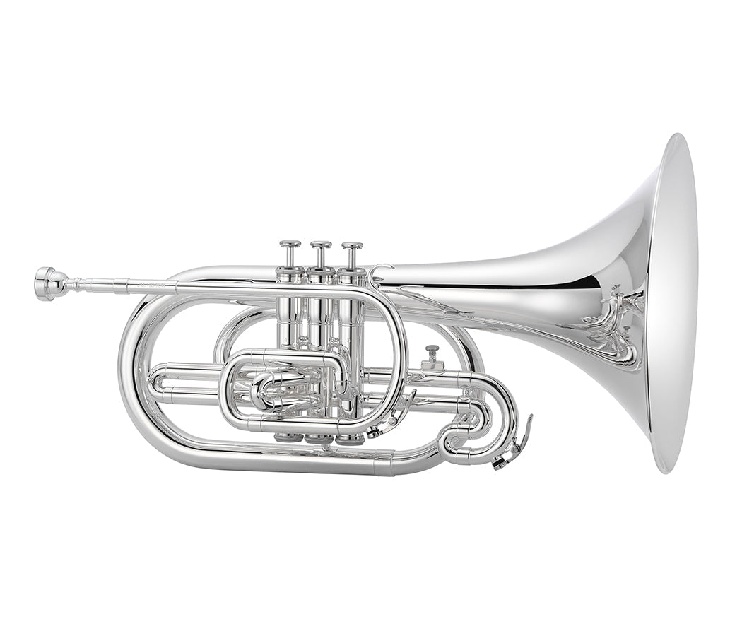 Jupiter JMP1000MS F Marching Mellophone – Silver-Plated | Student/Intermediate - AAA Band Instrument Rentals