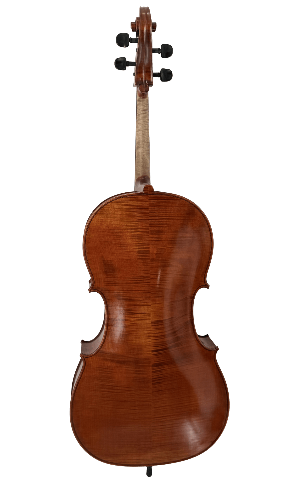 The Juzek 303 Cello is shown from the back, featuring a glossy reddish-brown finish and visible wood grain, photographed against a plain white background.