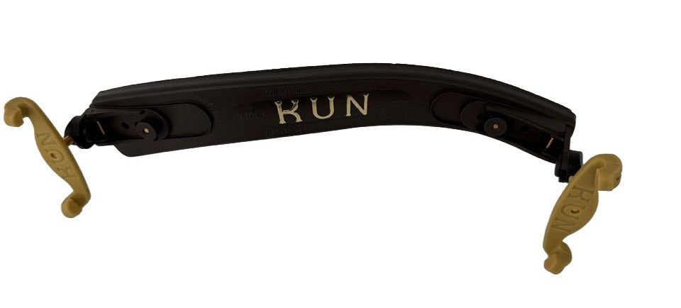 A KUN Original Viola Shoulder Rest 15-17", black with beige adjustable feet and "KUN Original" printed in gold on the side.