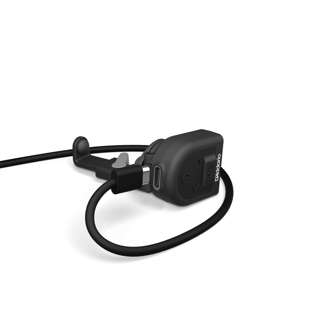 A Micro Rechargeable Viola Tuner, featuring a sleek, compact design reminiscent of a precision camera monitor, is displayed against a plain white background.
