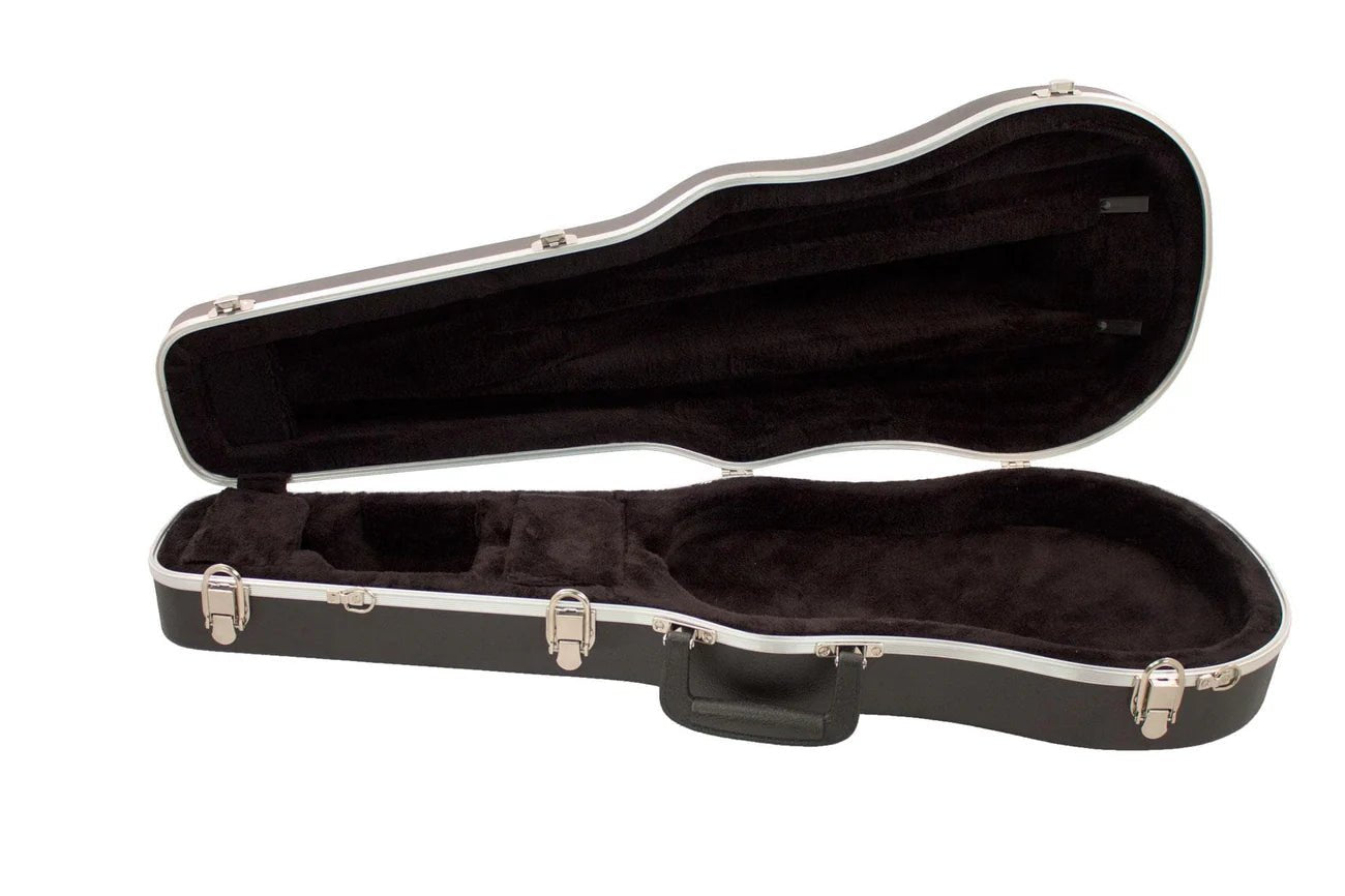 The MTS 992V Viola Case – 16" to 16.5" is open and empty, featuring a plush dark interior lining and silver latches, displayed against a white background.