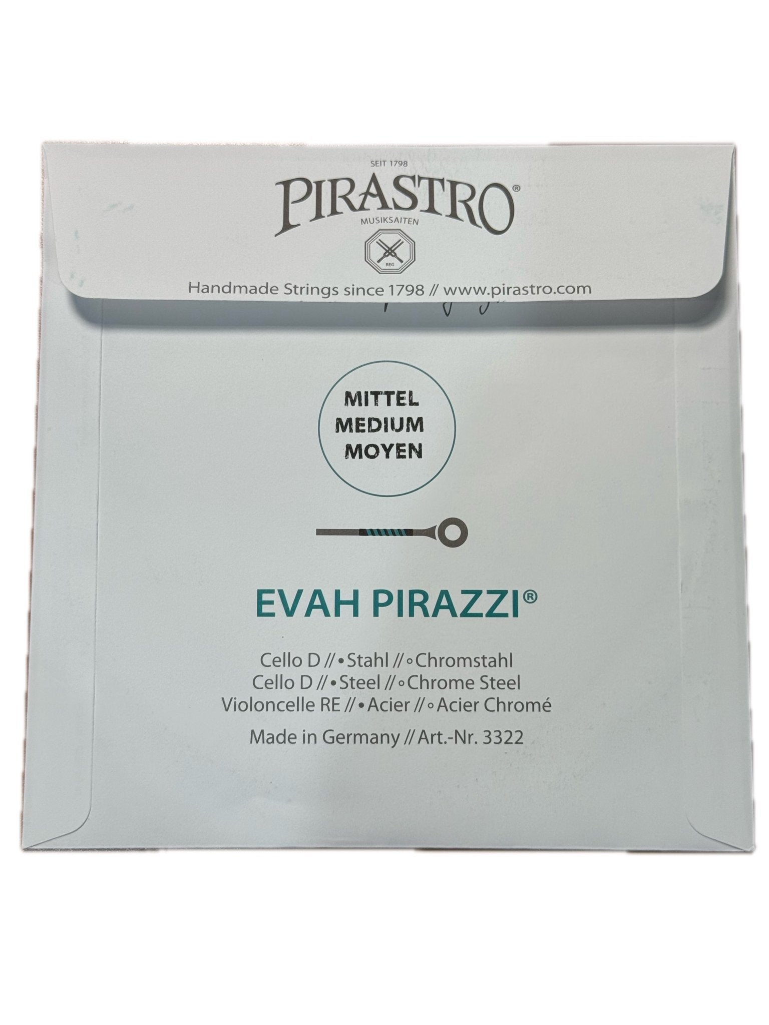 Pirastro Evah Pirazzi Cello D String – 4/4, Medium Gauge, Chrome Steel Wound