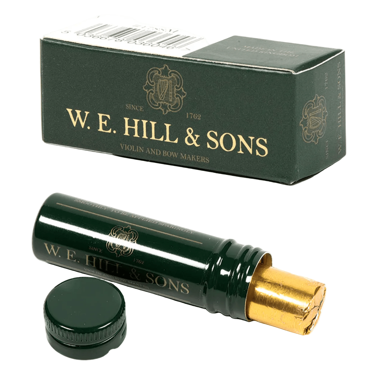 W.E. Hill & Sons violin maintenance product with packaging on a white background