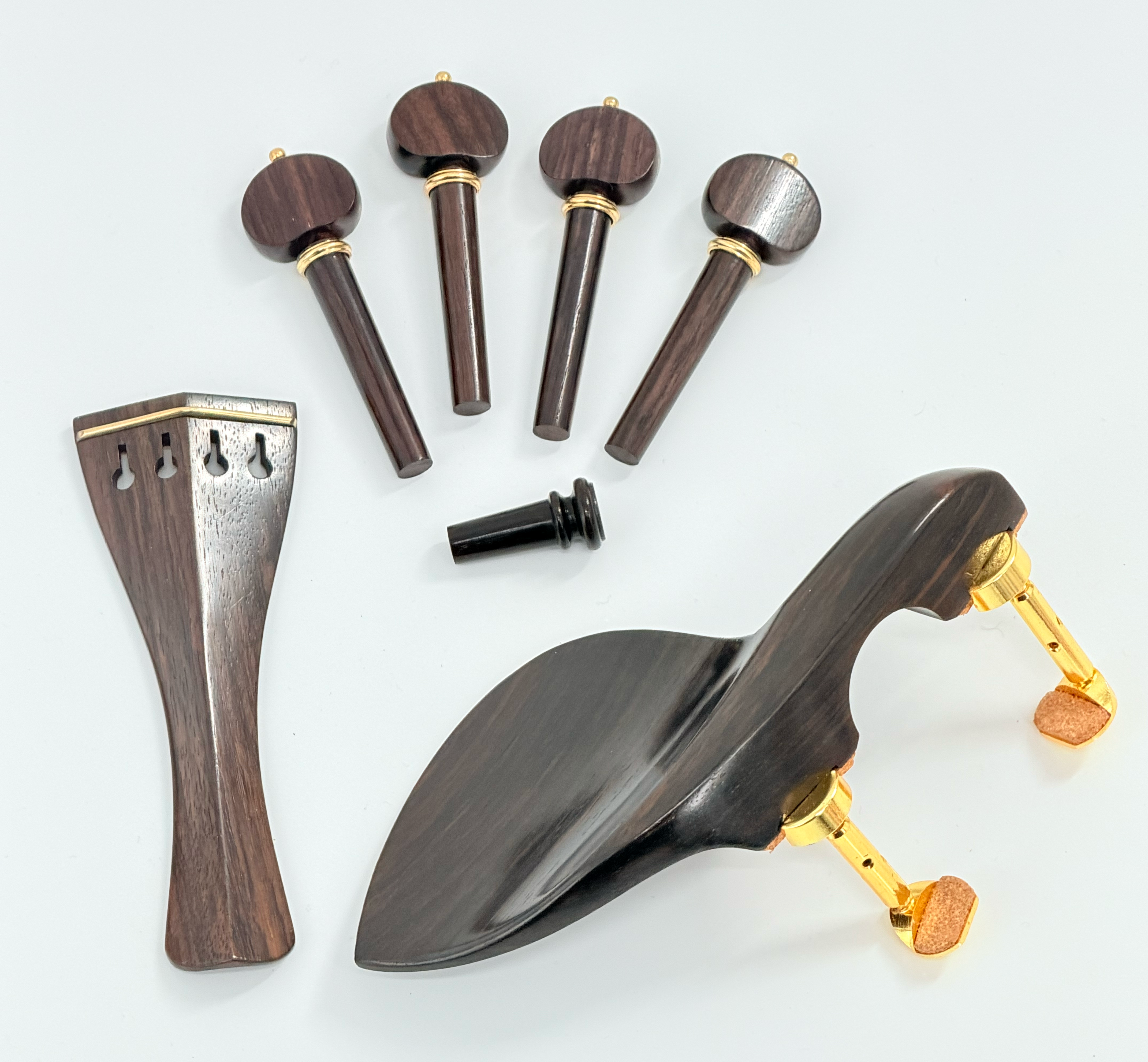Violin Chin rest, pegs, endpin and tailpiece made of Rosewood
