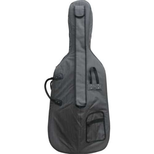 The CC1005 Elite Cello Bag is a black padded soft case designed to protect your instrument, featuring a fitted shape, sturdy handles, and a zippered pocket for added convenience. With comfortable backpack-style carrying straps, transporting your cello is both easy and reliable.