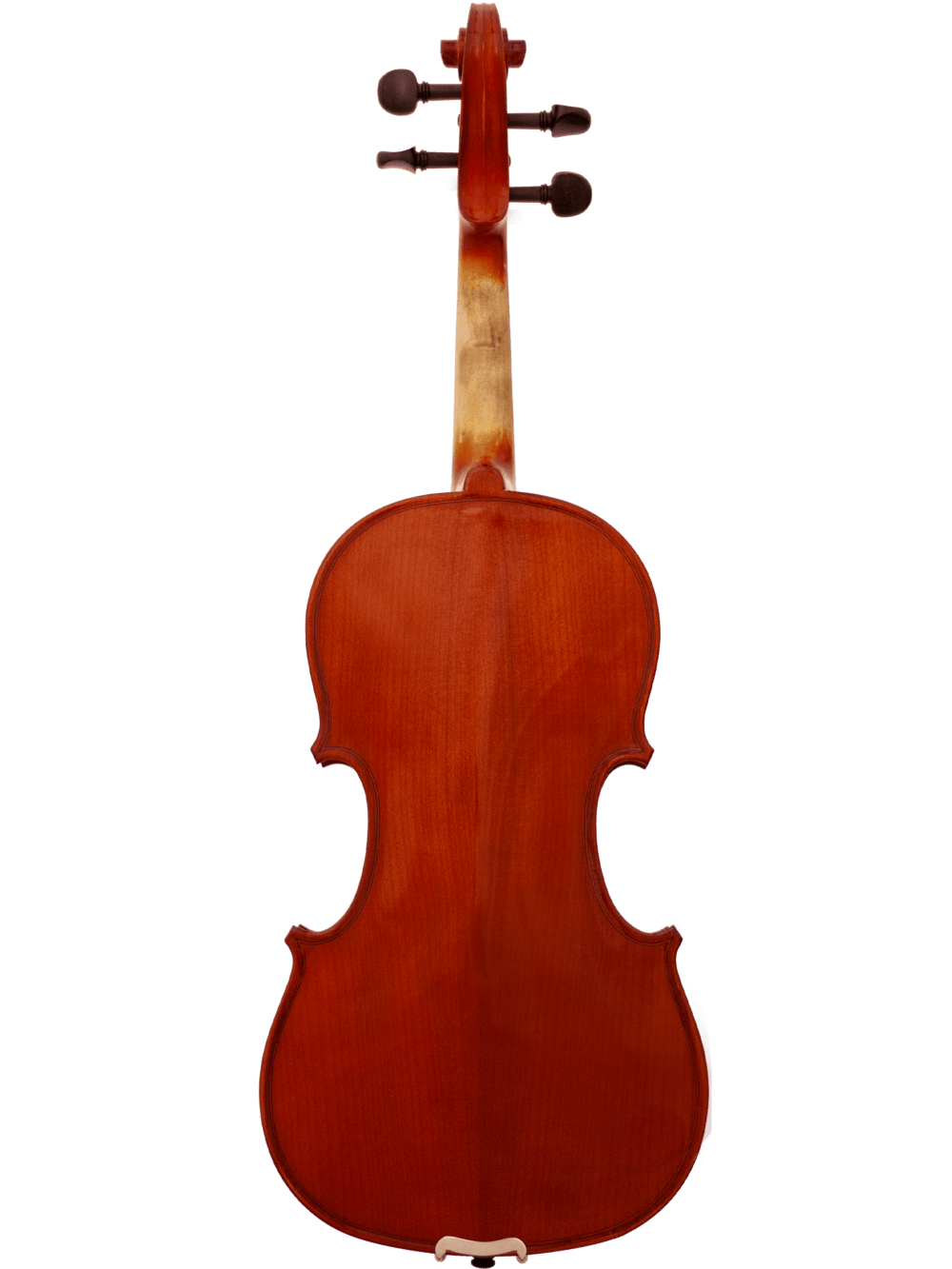 The Canzona Allegra Violin Outfit is shown from the back, highlighting its polished finish, graceful curves, and visible tuning pegs—perfect for student violinists seeking a professional-quality setup.