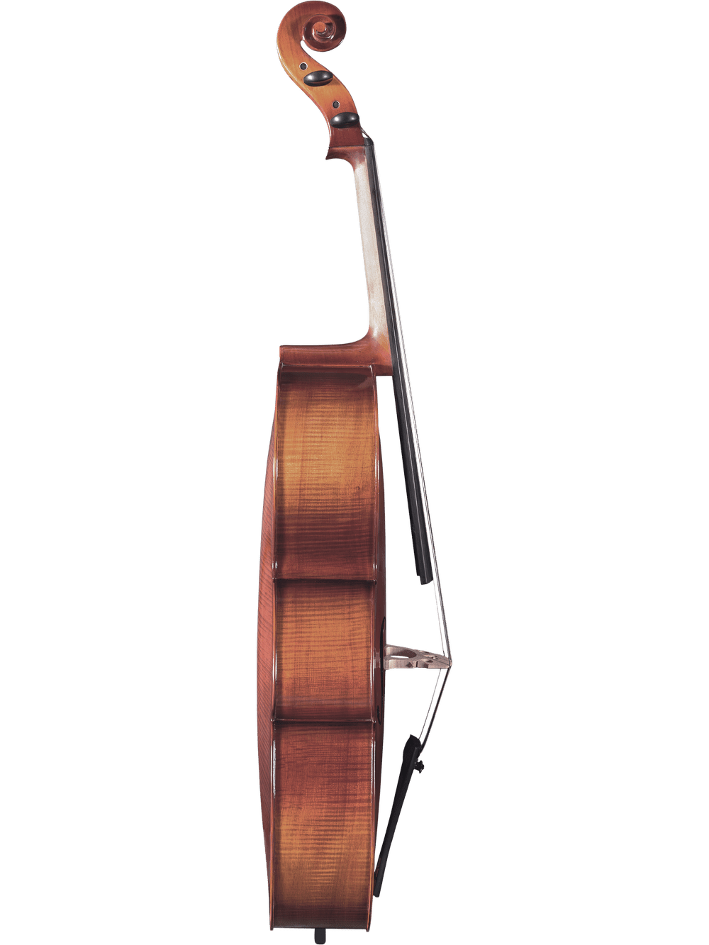 A Canzona Allegro 100 Cello Outfit is displayed from the side on a white background, showing its curved body, neck, and scroll.