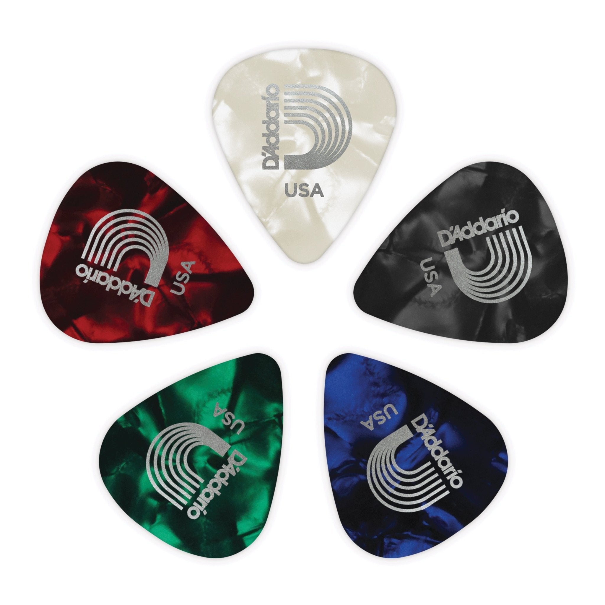 Classic Celluloid Guitar Picks – D’Addario (Light/Medium/Heavy, 10 Pack) - AAA Band Instrument Rentals