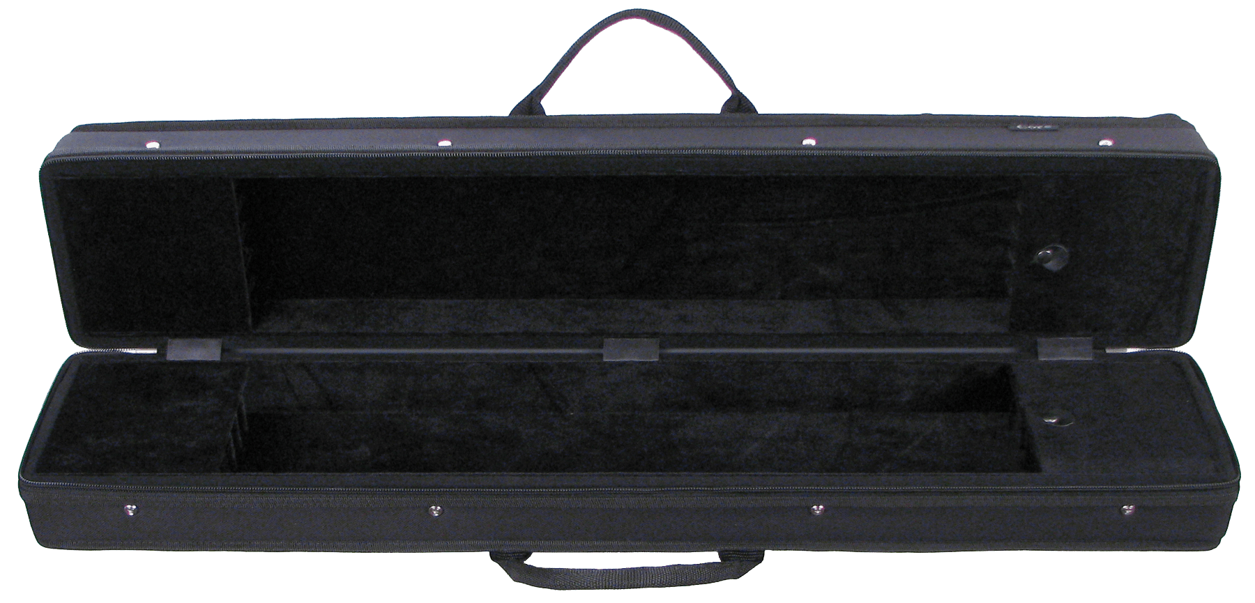 The Core CCB-12 Twelve Bow Case holds 12 violin, viola, or cello bows in a sturdy black hard-shell design with soft padded interior and a handle for easy transport—ideal for safe, convenient bow storage.
