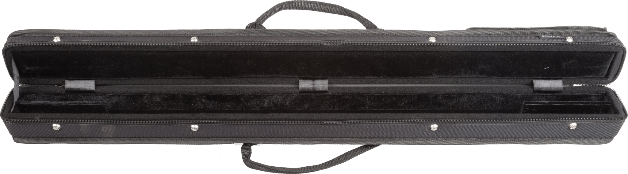 The Core CCB-2 Double Bow Case is a black, rectangular case with a handle, featuring a soft padded interior designed to safely hold 2 violin, viola, or cello bows and accessories.