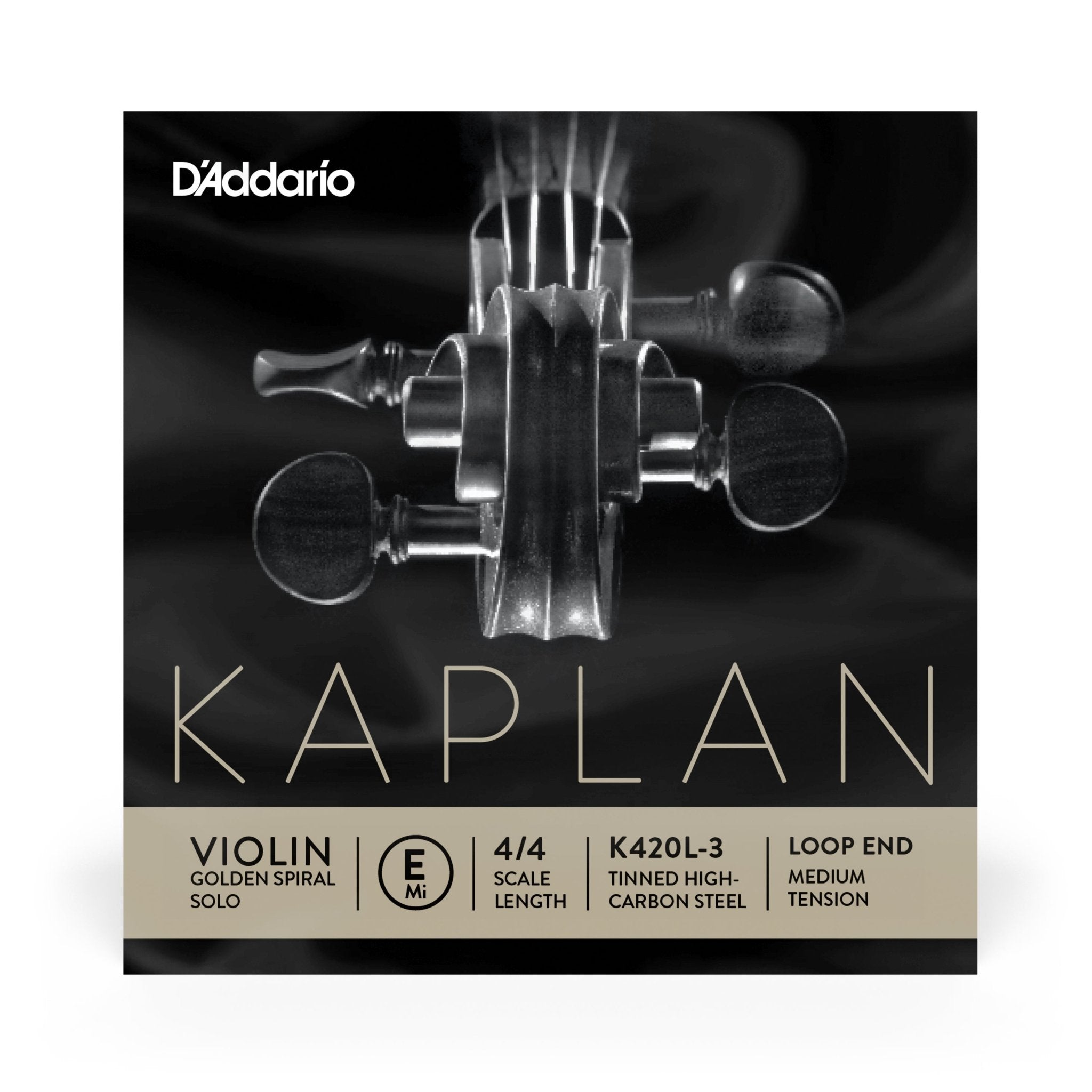 D'Addario Kaplan Golden Spiral Solo Loop End Violin 4/4 Single E String (Medium/Heavy) - AAA Band Instrument Rentals