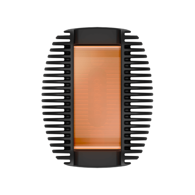 A D’Addario Rosin Guard with Natural Light Rosin, copper-colored with black vertical side fins, is shown against a plain white background.