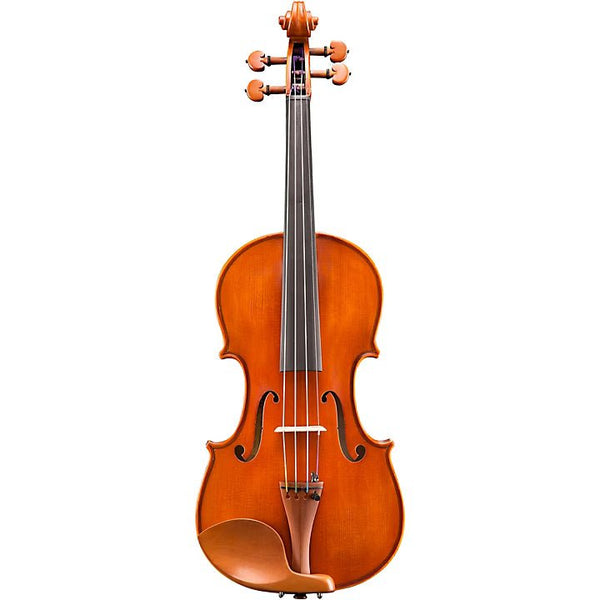 A full view of the Eastman VL200 4/4 Violin, featuring four strings, a chin rest, and black tuning pegs, photographed against a white background.