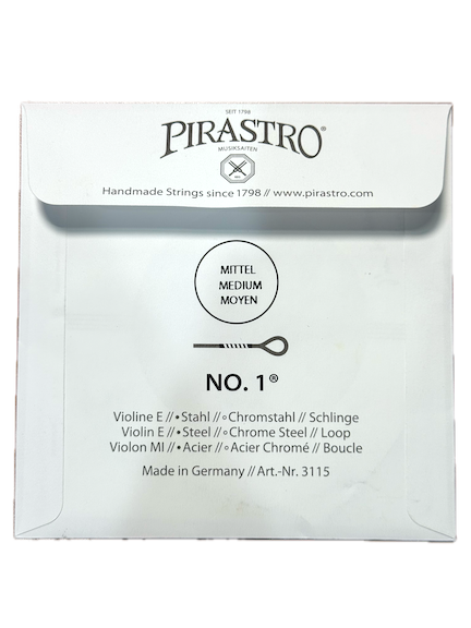 Pirastro No. 1 Violin E String – 4/4, Medium Gauge, Carbon Steel Core