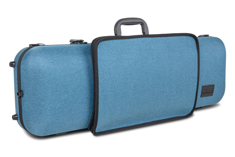 Introducing the GEWA Bio-A Oblong Violin Case – Blue | Adjustable 1/2 to 4/4, a sustainable blue rectangular hard-shell case designed for violins. Featuring a convenient handle and spacious front pocket, this eco-friendly case offers superior protection and modern style while accommodating violin sizes from 1/2 to 4/4.