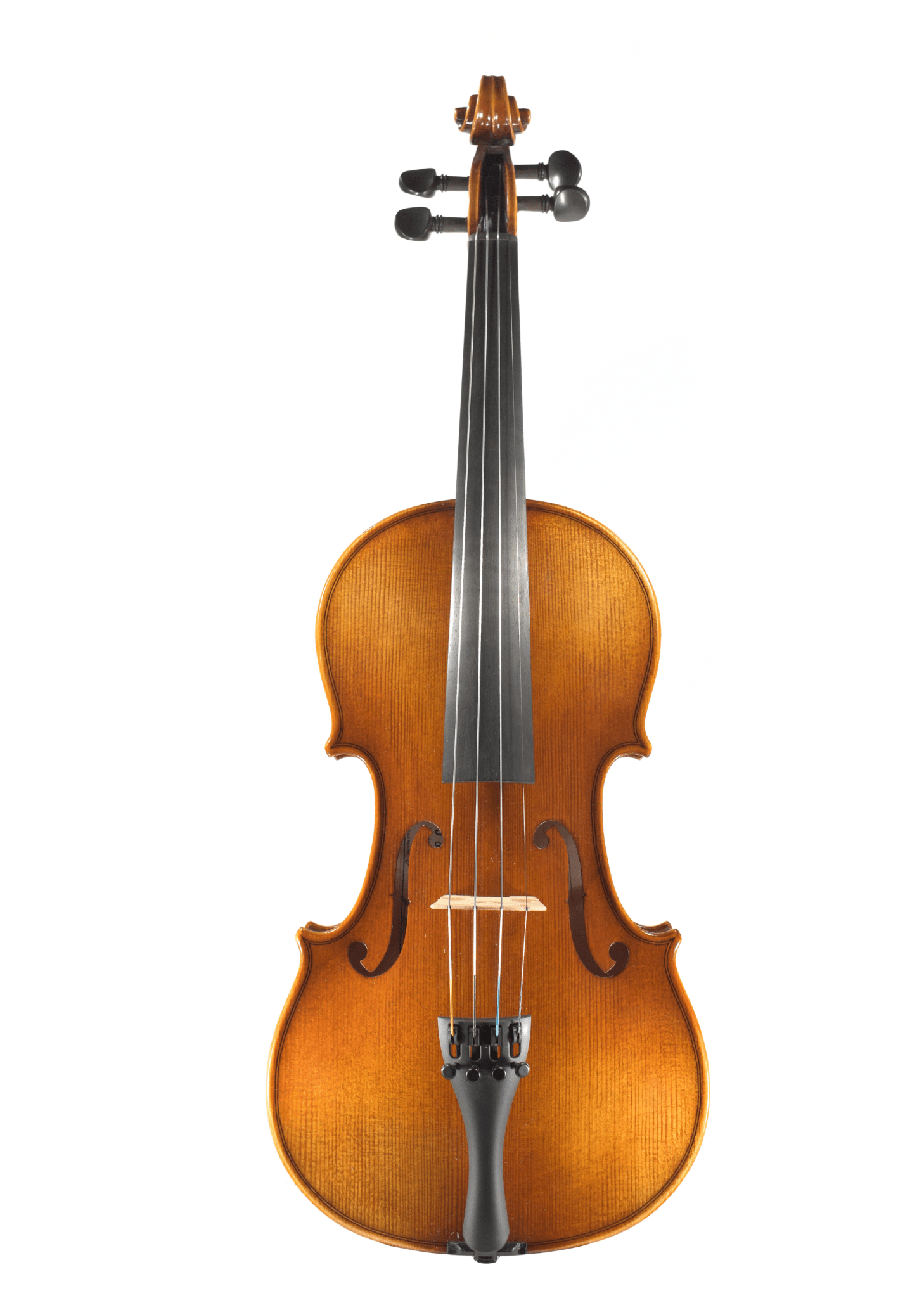 A front view of the Juzek 4/4 Violin Model #111, crafted in the Czech tradition, displayed against a white background with visible strings, fingerboard, tuning pegs, and F-holes.