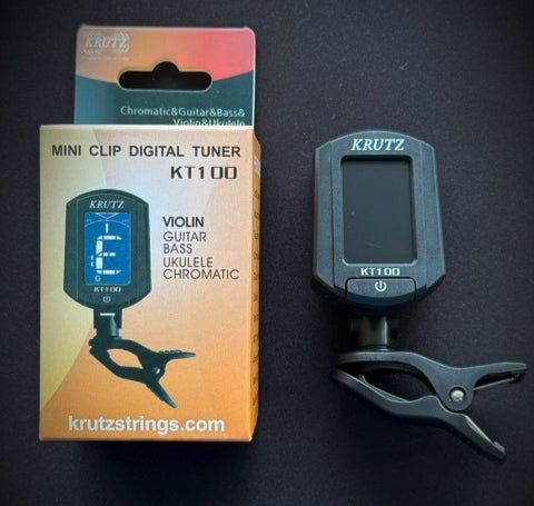 Krutz KT100 Digital Clip-On Tuner – Chromatic, for Violin, Guitar, and Ukulele