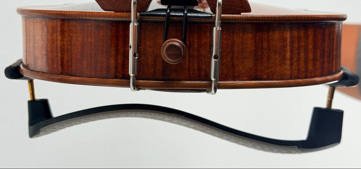 Mach One Shoulder Rest rear view on a violin