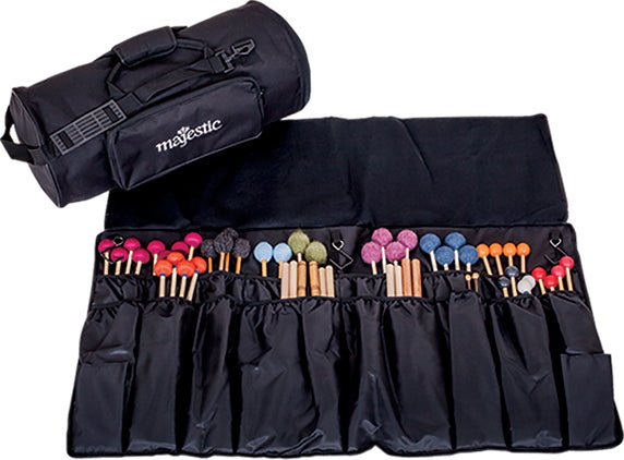 Majestic MJPMB02 Roll-Up Pro Mallet Bag – Barrel Cover Style, Black - AAA Band Instrument Rentals