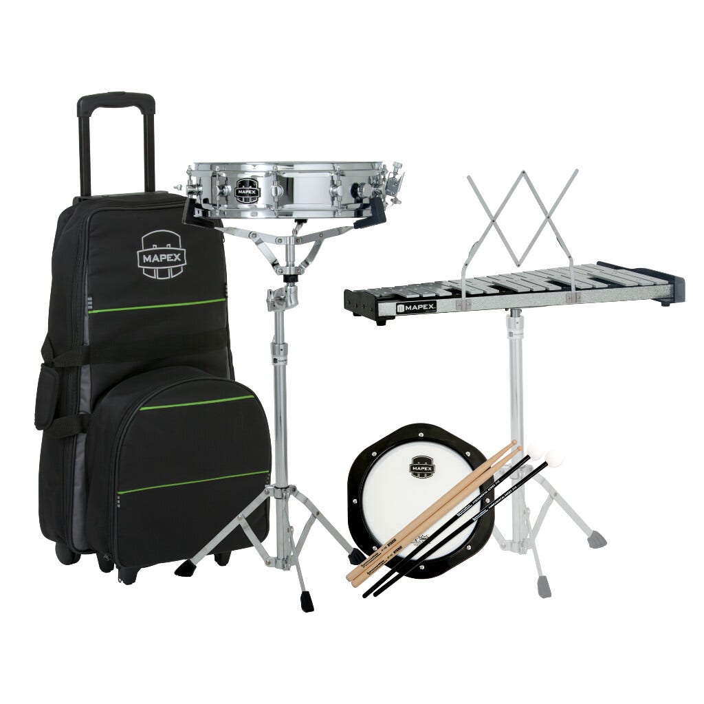 MAPEX Backpack Snare & Bell Percussion Kit — 14"x3.5" with Rolling Bag - AAA Band Instrument Rentals