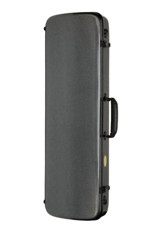 The Mirage CN513 Oblong Viola Case is a rectangular, hard-shell black case with a textured surface, metal latches, and a handle, designed for carrying and protecting your viola.