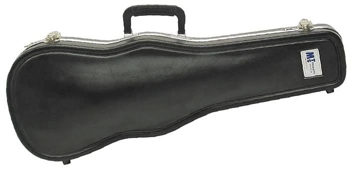 The MTS 992V Viola Case for 16" to 16.5" violas is black and durable, featuring a top handle and a white label on the right side, shown laid flat against a white background.