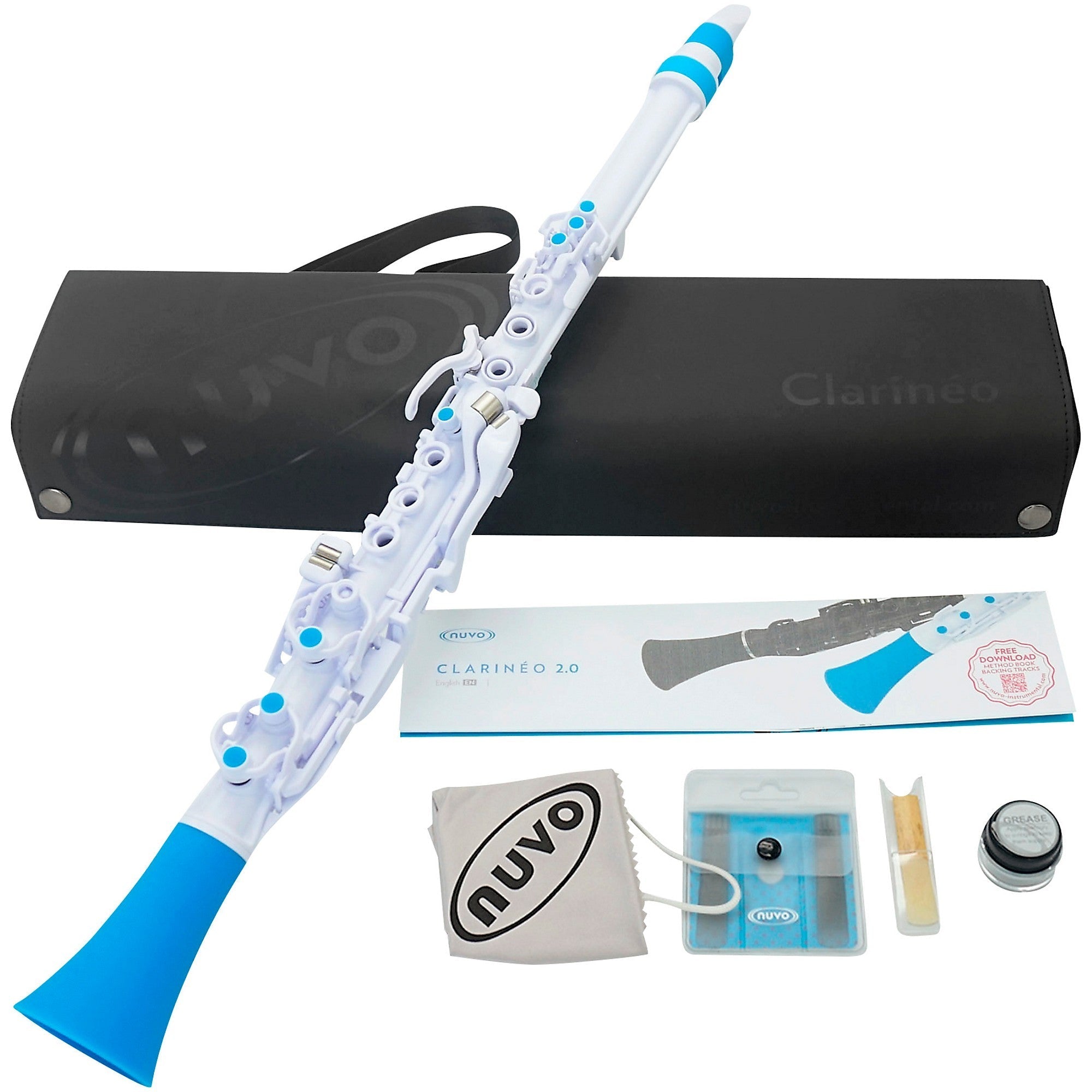 NUVO Clarinéo Starter Clarinet – White/Blue | Clarinet in C for Young Players - AAA Band Instrument Rentals