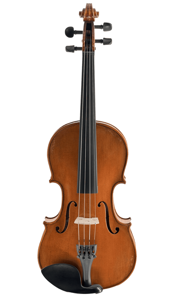 A full view of the Thomas Zach TZ3 Violin—an advanced student classical wooden violin with four strings, black tuning pegs, black chin rest, and bridge—photographed against a plain white background.