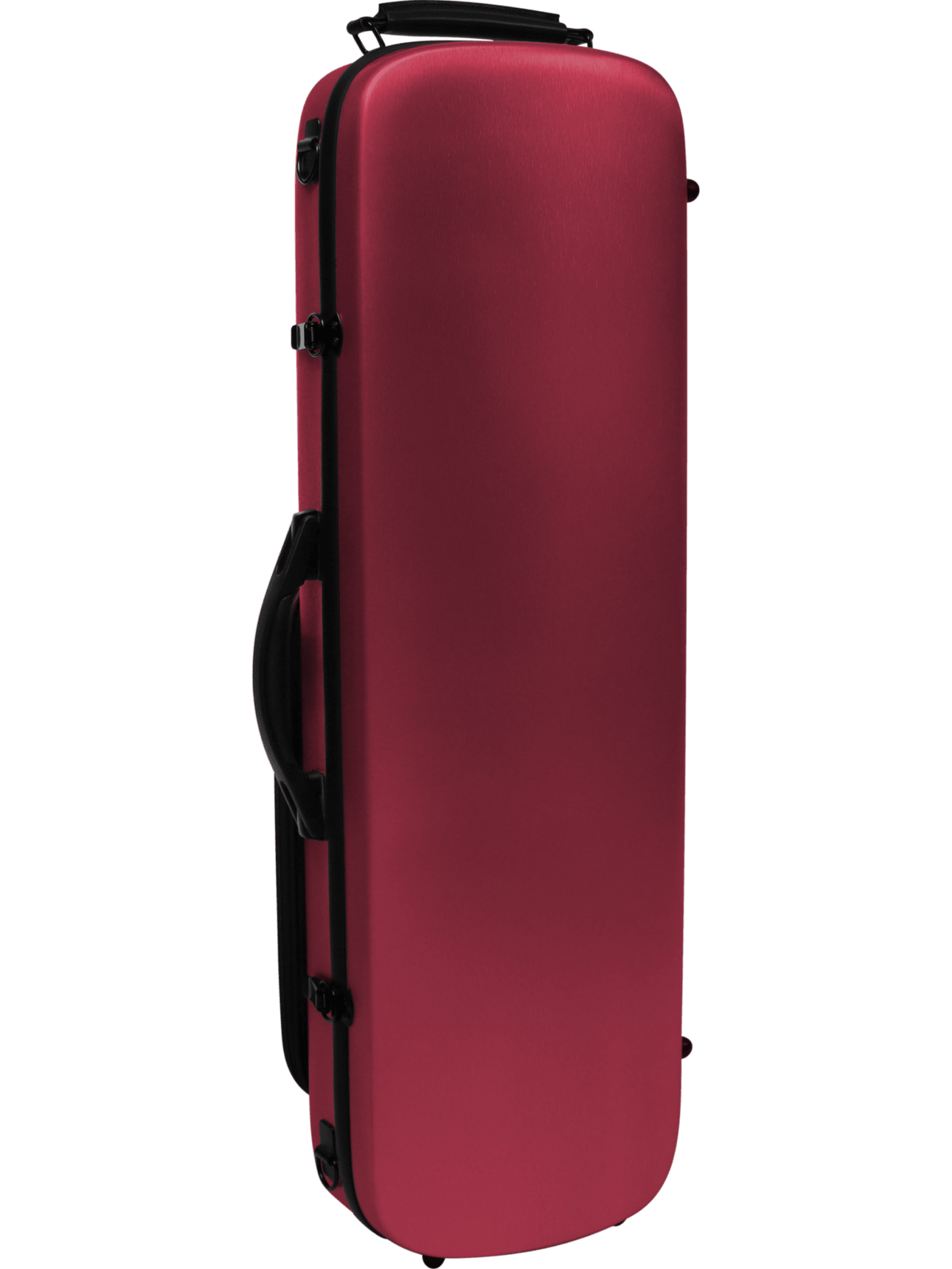 Red, rectangular Vector Adjustable Viola Case with black trim, hardware, and a side handle.